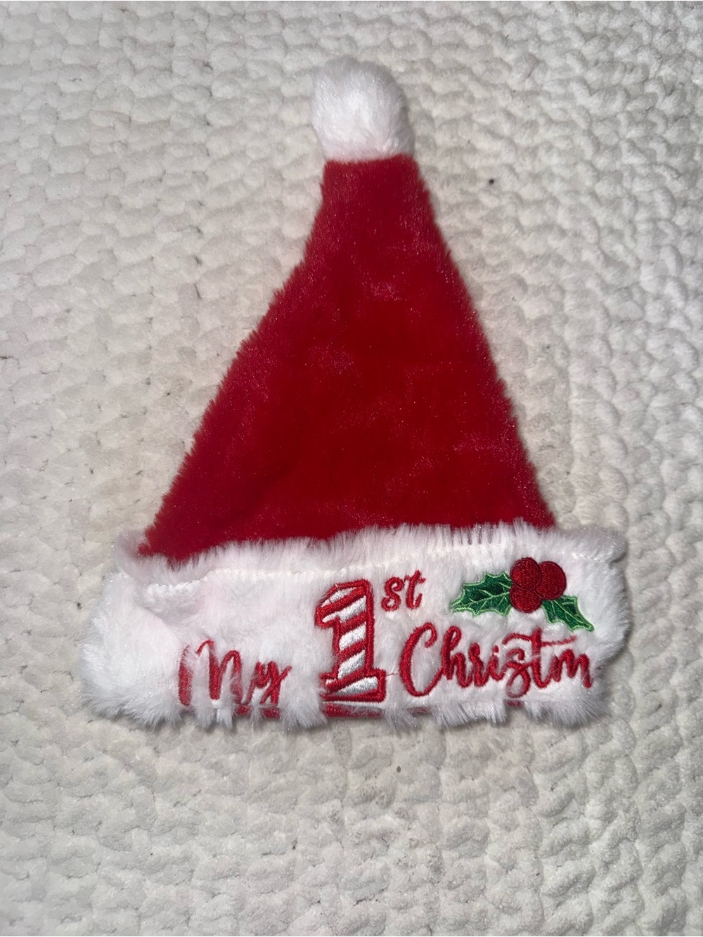 My 1st Christmas Baby Santa Hat - Red and White